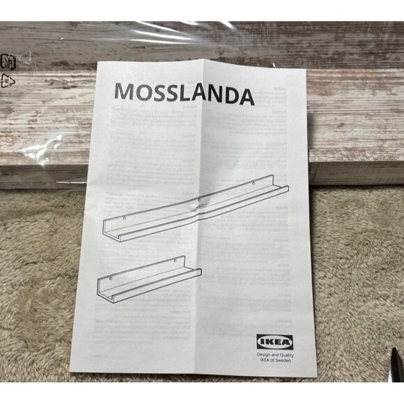 IKEA Mosslanda Picture Ledge 21 5/8" Rustic Wood Look Whitewashed Shelf Set of 2 - Picture 1 of 12